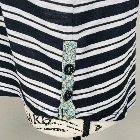 Anthropologie 9-H15 STCL Sz S Long Sleeve Knit Top Black White Striped Boat Neck - Picture 5 of 11